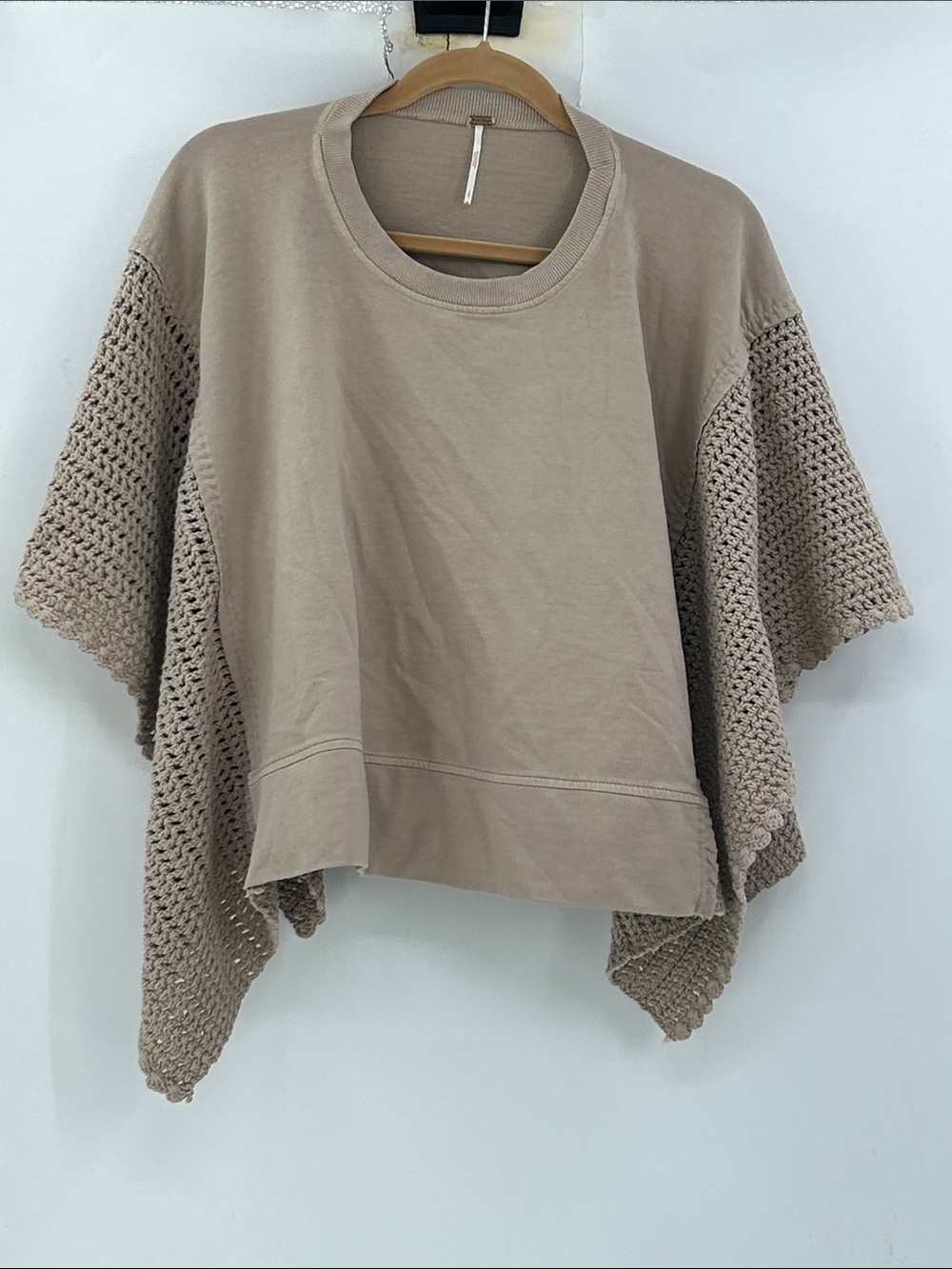 Free People Open Knit Poncho Sweater Size Small